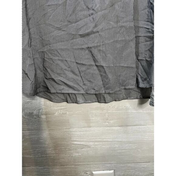 Linen Blend Tunic Shirt‎ Dress Black and White Pin Stripes Size 8 - Picture 3 of 6